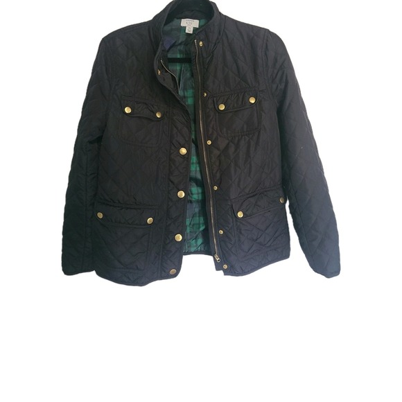 crown & ivy Jackets & Blazers - Crown and Ivy Black‎ Barn Jacket Size PS Plaid Lined With Gold Buttons Preppy